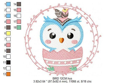 Owl embroidery design - Bird embroidery design machine embroidery pattern - Baby boy embroidery file - instant download bird with egg Marcia Embroidery