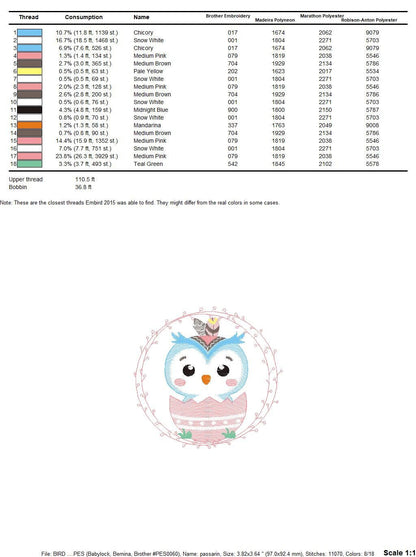 Owl embroidery design - Bird embroidery design machine embroidery pattern - Baby boy embroidery file - instant download bird with egg Marcia Embroidery