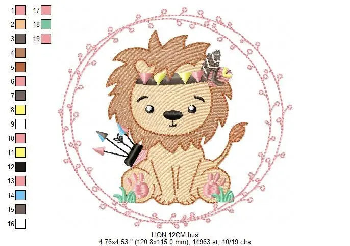 Lion embroidery designs - Safari embroidery design machine embroidery pattern - Baby boy embroidery file - Lion Indian embroidery download Marcia Embroidery