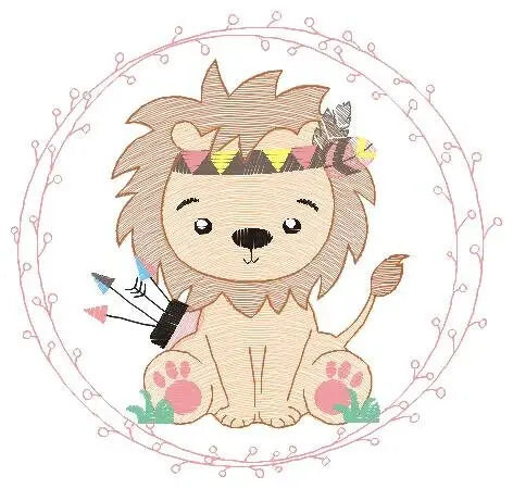Lion embroidery designs - Safari embroidery design machine embroidery pattern - Baby boy embroidery file - Lion Indian embroidery download Marcia Embroidery