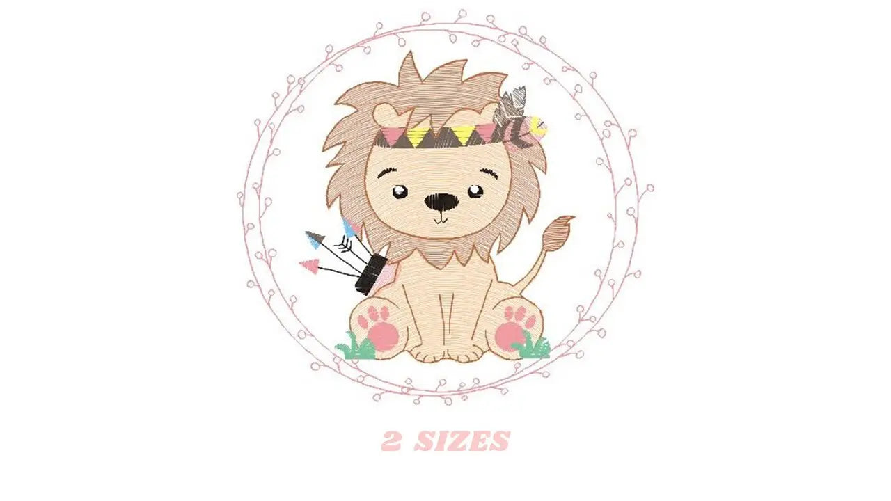 Lion embroidery designs - Safari embroidery design machine embroidery pattern - Baby boy embroidery file - Lion Indian embroidery download Marcia Embroidery
