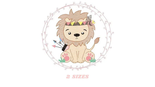 Lion embroidery designs - Safari embroidery design machine embroidery pattern - Baby boy embroidery file - Lion Indian embroidery download Marcia Embroidery
