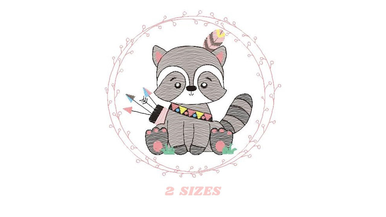 Raccoon embroidery designs - Woodland animal embroidery design machine embroidery pattern - Baby boy embroidery file - instant download pes - Marcia Embroidery