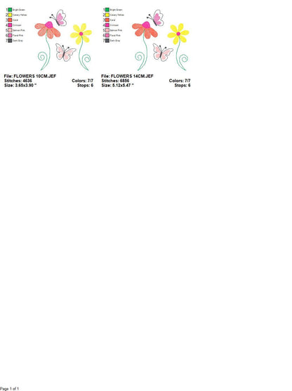 Flower garden embroidery designs - Flowers embroidery design machine embroidery pattern - Butterfly embroidery file - kitchen cloth apron