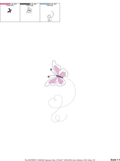 Butterfly embroidery design - Delicate embroidery designs machine embroidery pattern - Mini embroidery file - instant digital download pes Marcia Embroidery