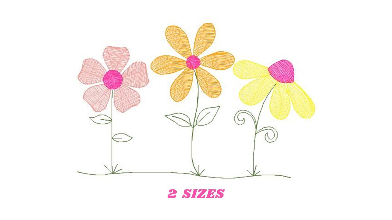 Flower garden embroidery designs - Spring flowers embroidery design machine embroidery pattern - Tea towel embroidery file - kitchen apron
