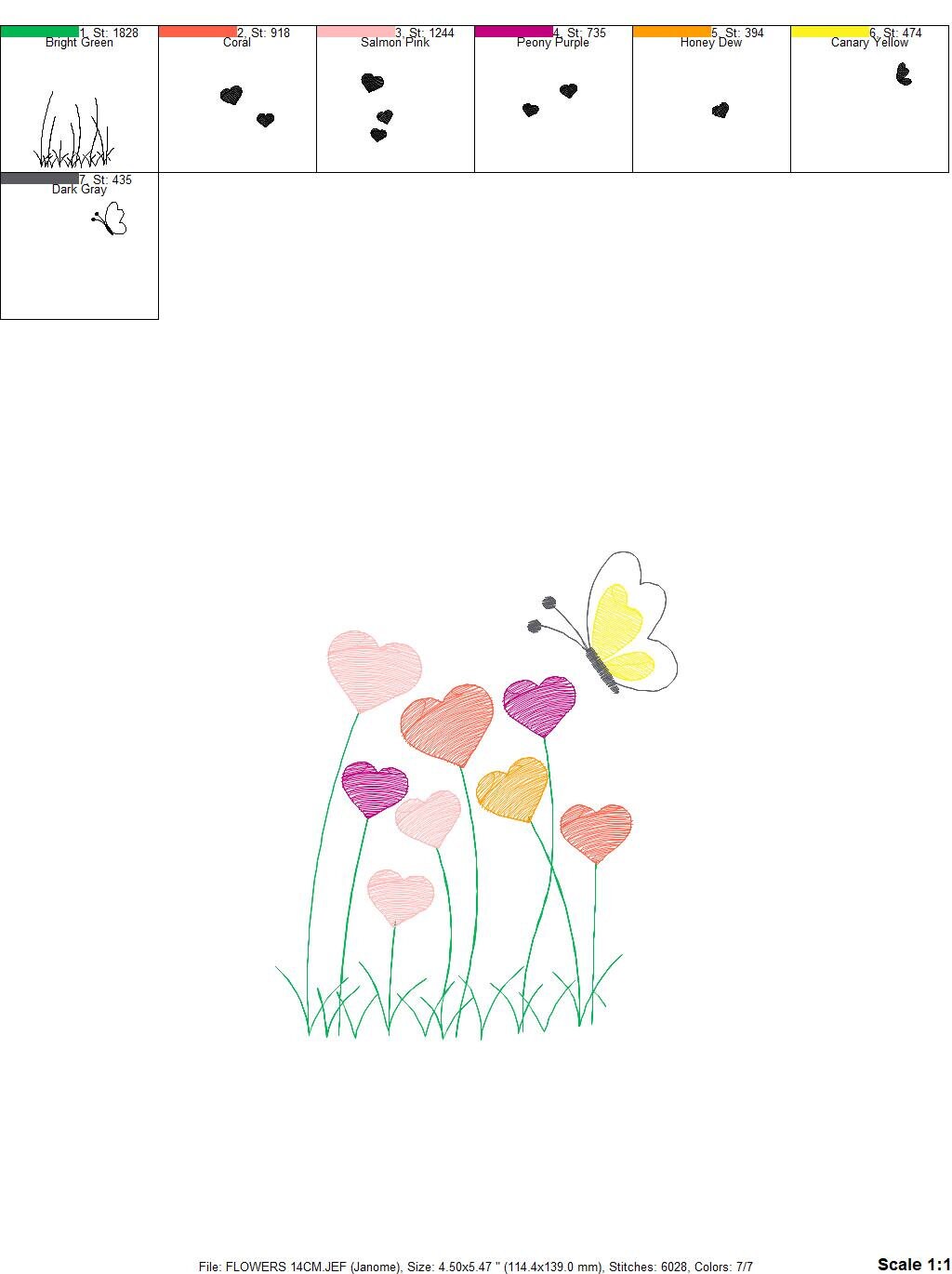 Flower garden embroidery designs - Flowers embroidery design machine embroidery pattern - Butterfly embroidery file - kitchen cloth apron