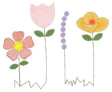 Flower garden embroidery designs - Spring flowers embroidery design machine embroidery pattern - Tea towel embroidery file - kitchen apron