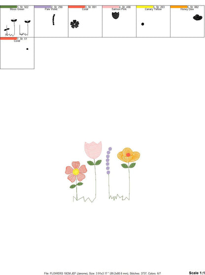 Flower garden embroidery designs - Spring flowers embroidery design machine embroidery pattern - Tea towel embroidery file - kitchen apron