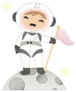 Astronaut embroidery designs - Girl embroidery design machine embroidery pattern - Space embroidery file - Rocket moon nasa embroidery pes