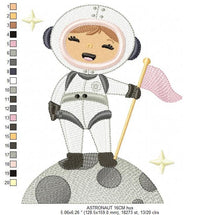 Load image into Gallery viewer, Astronaut embroidery designs - Girl embroidery design machine embroidery pattern - Space embroidery file - Rocket moon nasa embroidery pes
