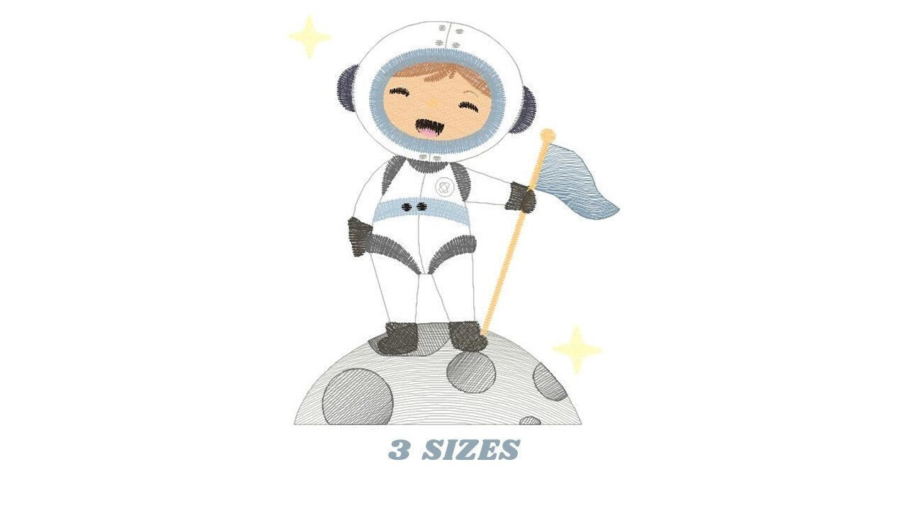 Astronaut embroidery designs - Baby boy embroidery design machine embroidery pattern - Space embroidery file - instant download Star Rocket