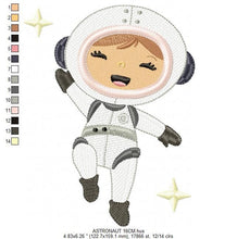 Load image into Gallery viewer, Astronaut embroidery designs - Girl embroidery design machine embroidery pattern - Space embroidery file - Rocket embroidery applique design
