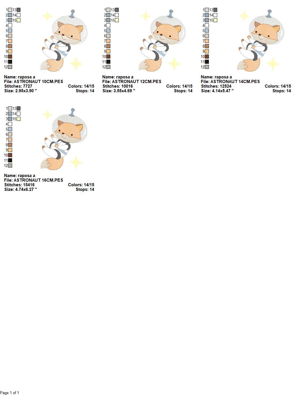 Fox Astronaut embroidery designs - Baby boy embroidery design machine embroidery pattern - instant download  Space embroidery file Planet