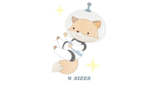 Fox Astronaut embroidery designs - Baby boy embroidery design machine embroidery pattern - instant download  Space embroidery file Planet