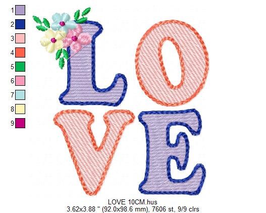 Love embroidery design - Love word embroidery designs machine embroidery pattern - valentines embroidery - wedding couple instant download