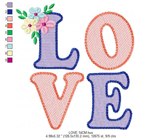 Love embroidery design - Love word embroidery designs machine embroidery pattern - valentines embroidery - wedding couple instant download