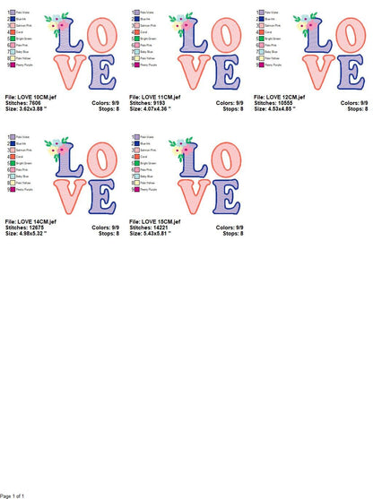 Love embroidery design - Love word embroidery designs machine embroidery pattern - valentines embroidery - wedding couple instant download