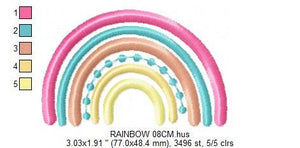 Boho Rainbow embroidery design - Colorful Rainbow embroidery designs machine embroidery pattern - Baby girl embroidery file - pes download