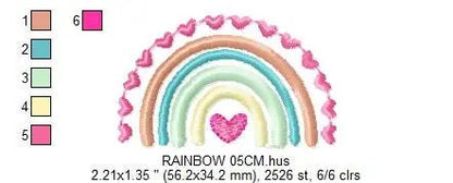 Boho Rainbow embroidery design - Colorful Rainbow with hearts embroidery designs machine embroidery pattern - Girl design - instant download Marcia Embroidery