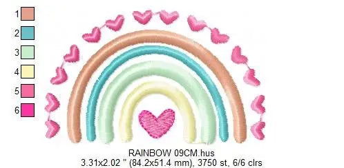 Boho Rainbow embroidery design - Colorful Rainbow with hearts embroidery designs machine embroidery pattern - Girl design - instant download Marcia Embroidery