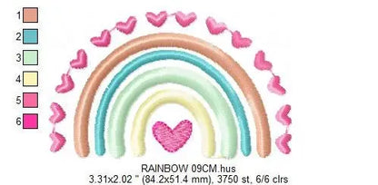 Boho Rainbow embroidery design - Colorful Rainbow with hearts embroidery designs machine embroidery pattern - Girl design - instant download Marcia Embroidery
