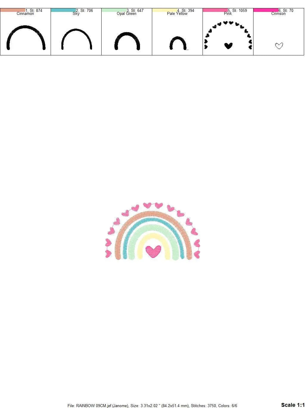 Boho Rainbow embroidery design - Colorful Rainbow with hearts embroidery designs machine embroidery pattern - Girl design - instant download Marcia Embroidery