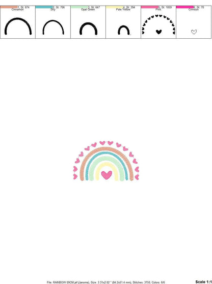 Boho Rainbow embroidery design - Colorful Rainbow with hearts embroidery designs machine embroidery pattern - Girl design - instant download Marcia Embroidery