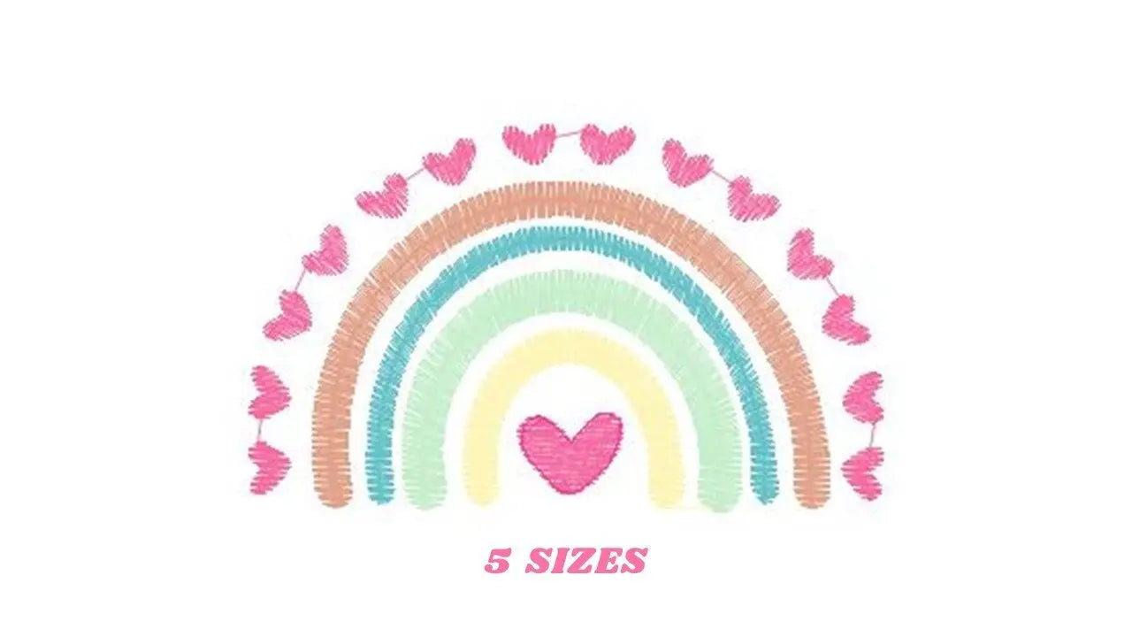 Boho Rainbow embroidery design - Colorful Rainbow with hearts embroidery designs machine embroidery pattern - Girl design - instant download Marcia Embroidery