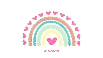 Boho Rainbow embroidery design - Colorful Rainbow with hearts embroidery designs machine embroidery pattern - Girl design - instant download Marcia Embroidery