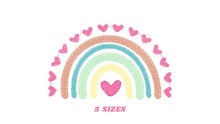 Cargar imagen en el visor de la galería, Boho Rainbow embroidery design - Colorful Rainbow with hearts embroidery designs machine embroidery pattern - Girl design - instant download
