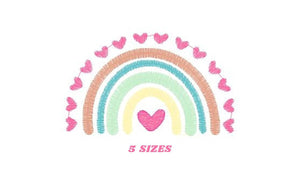 Boho Rainbow embroidery design - Colorful Rainbow with hearts embroidery designs machine embroidery pattern - Girl design - instant download