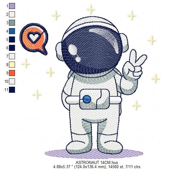 Astronaut embroidery designs - Baby boy embroidery design machine embroidery pattern - Space embroidery file Star Rocket - instant download