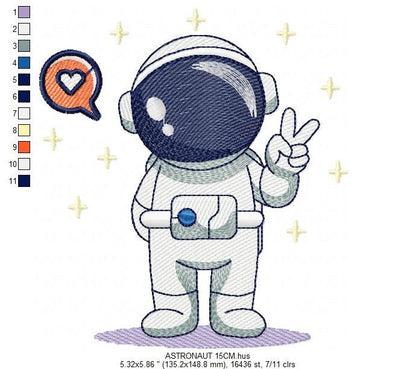 Astronaut embroidery designs - Baby boy embroidery design machine embroidery pattern - Space embroidery file Star Rocket - instant download
