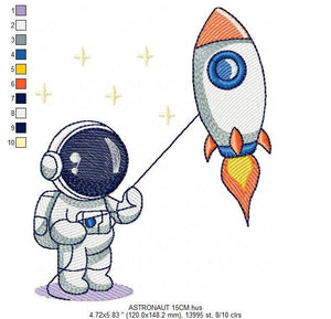 Astronaut embroidery designs - Baby boy embroidery design machine embroidery pattern - instant download - Space embroidery file Star Rocket