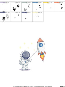 Astronaut embroidery designs - Baby boy embroidery design machine embroidery pattern - instant download - Space embroidery file Star Rocket