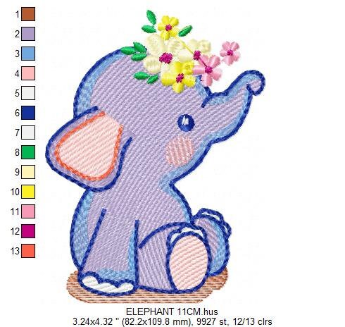 Elephant embroidery designs - Animal embroidery design machine embroidery pattern - Baby girl embroidery file - kid embroidery Towel pillow Marcia Embroidery