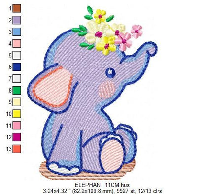 Elephant embroidery designs - Animal embroidery design machine embroidery pattern - Baby girl embroidery file - kid embroidery Towel pillow Marcia Embroidery
