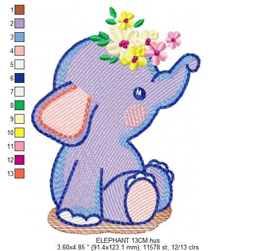 Elephant embroidery designs - Animal embroidery design machine embroidery pattern - Baby girl embroidery file - kid embroidery Towel pillow Marcia Embroidery