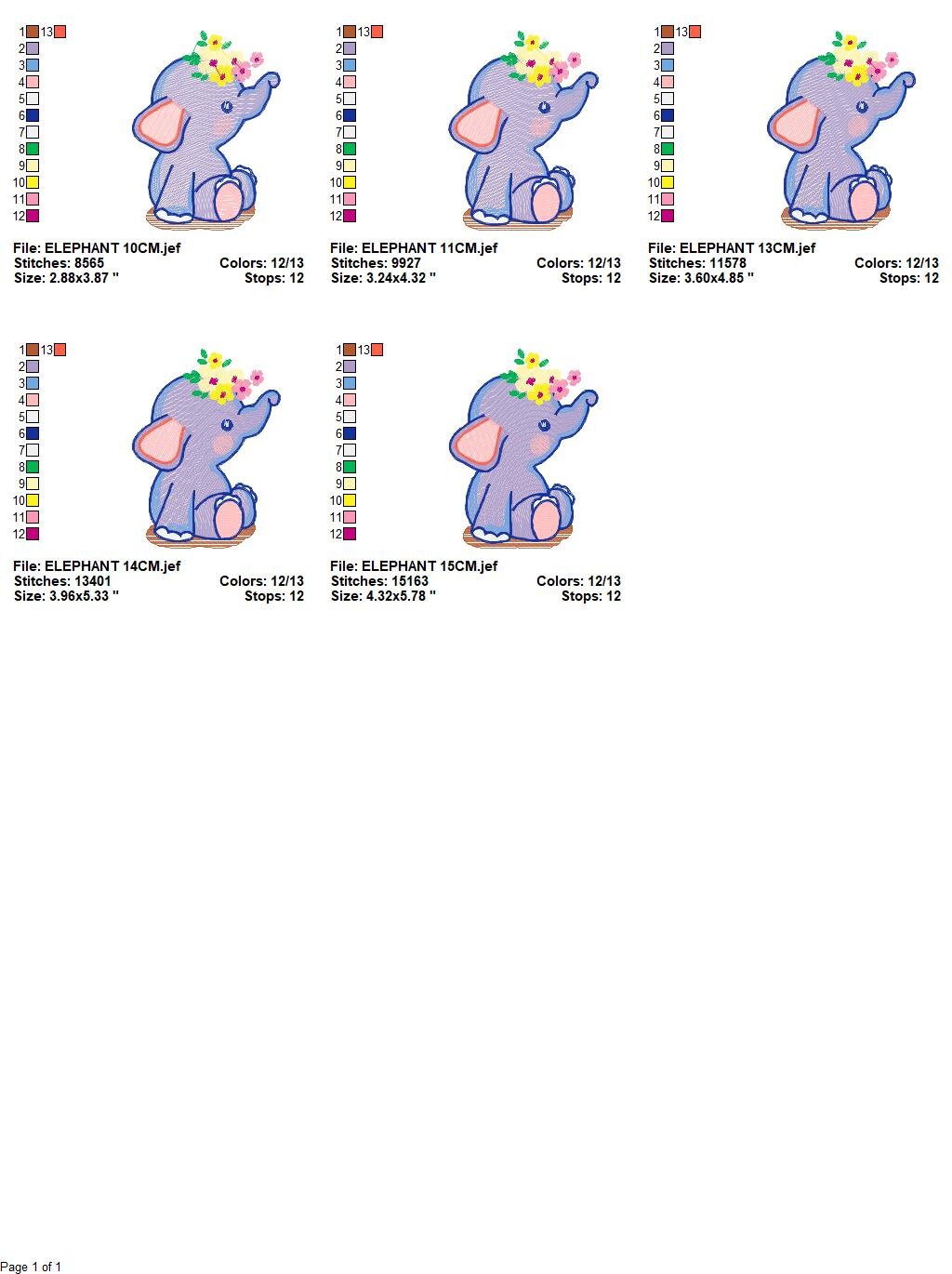 Elephant embroidery designs - Animal embroidery design machine embroidery pattern - Baby girl embroidery file - kid embroidery Towel pillow Marcia Embroidery