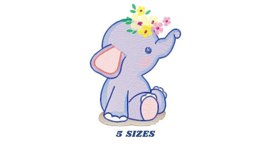 Elephant embroidery designs - Animal embroidery design machine embroidery pattern - Baby girl embroidery file - kid embroidery Towel pillow