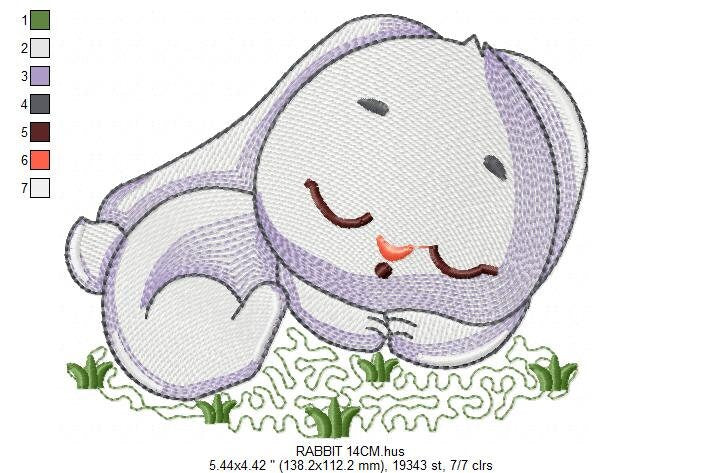 Sleeping bunny embroidery design - Baby girl embroidery designs machine embroidery pattern - Newborn embroidery file Nursery Maternity pes Marcia Embroidery