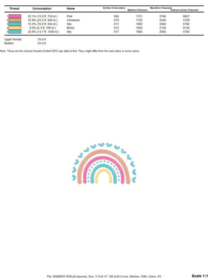 Boho Rainbow embroidery design - Colorful Rainbow embroidery designs machine embroidery pattern - Baby girl embroidery file - Batik hearts Marcia Embroidery