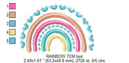 Boho Rainbow embroidery design - Colorful Rainbow embroidery designs machine embroidery pattern - Baby girl embroidery file - Batik hearts Marcia Embroidery