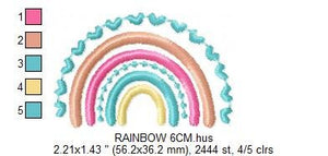 Boho Rainbow embroidery design - Colorful Rainbow embroidery designs machine embroidery pattern - Baby girl embroidery file - Batik hearts