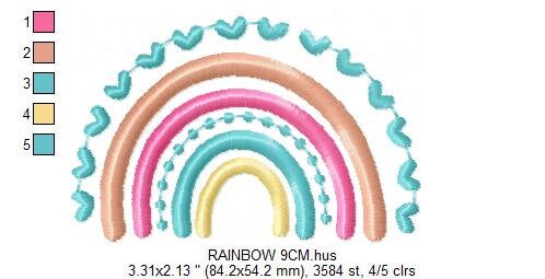 Boho Rainbow embroidery design - Colorful Rainbow embroidery designs machine embroidery pattern - Baby girl embroidery file - Batik hearts Marcia Embroidery
