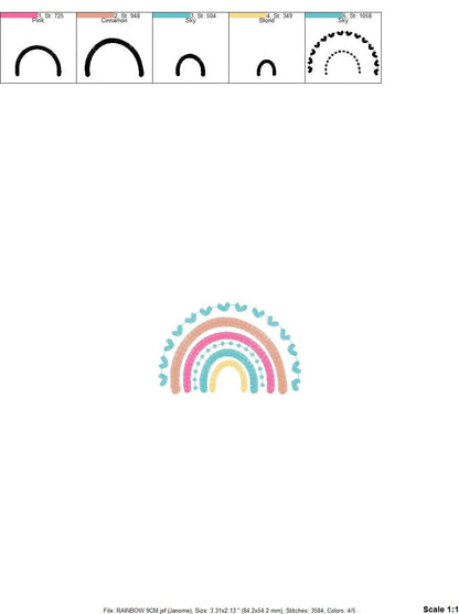 Boho Rainbow embroidery design - Colorful Rainbow embroidery designs machine embroidery pattern - Baby girl embroidery file - Batik hearts Marcia Embroidery