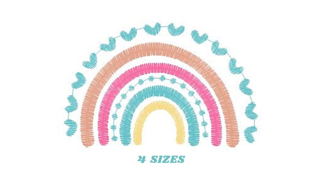 Boho Rainbow embroidery design - Colorful Rainbow embroidery designs machine embroidery pattern - Baby girl embroidery file - Batik hearts Marcia Embroidery