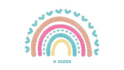 Boho Rainbow embroidery design - Colorful Rainbow embroidery designs machine embroidery pattern - Baby girl embroidery file - Batik hearts Marcia Embroidery