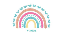 Cargar imagen en el visor de la galería, Boho Rainbow embroidery design - Colorful Rainbow embroidery designs machine embroidery pattern - Baby girl embroidery file - Batik hearts
